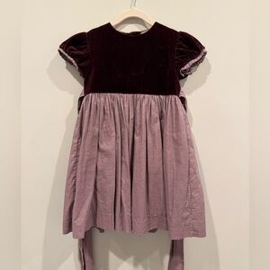 Oscar de la Renta Burgundy Velvet Kids Dress- size 5T